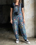 Flora | Floral Print Baggy Bib Overalls