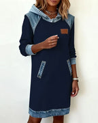 Alexa | Cozy Contrast Hooded Dress