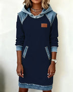 Alexa | Cozy Contrast Hooded Dress