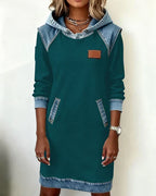 Alexa | Cozy Contrast Hooded Dress