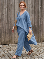 Onyx | Loose Tunic Top Wide Leg Pant Set