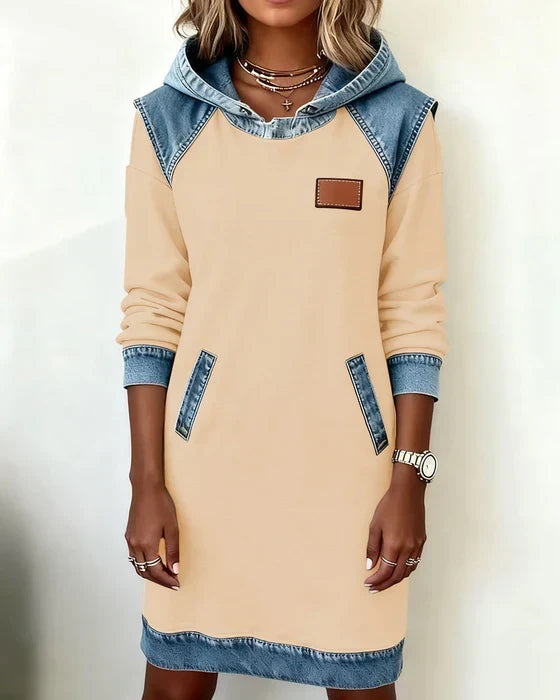Alexa | Cozy Contrast Hooded Dress