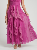 Orea | High Neck Gathered Ruffle Layers Maxi Dress