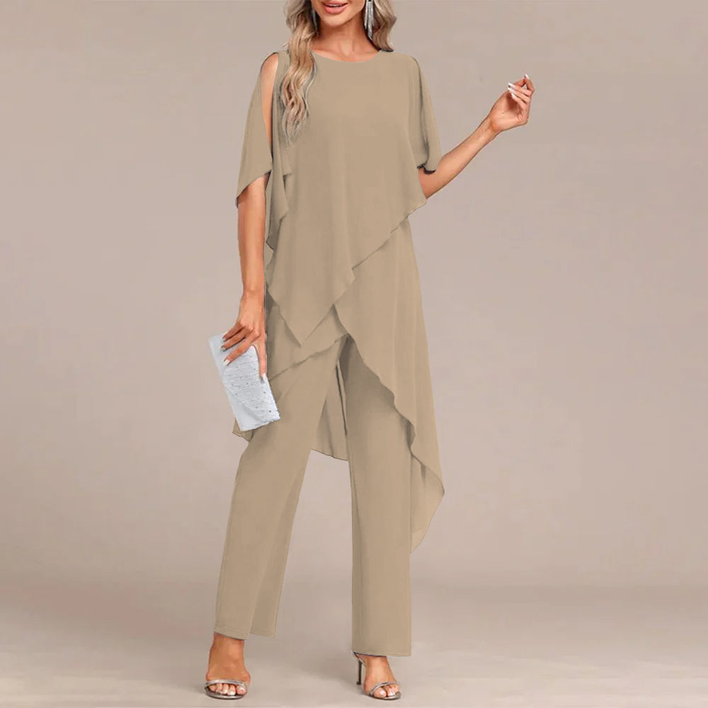 Blue Round Neck Two Piece Set