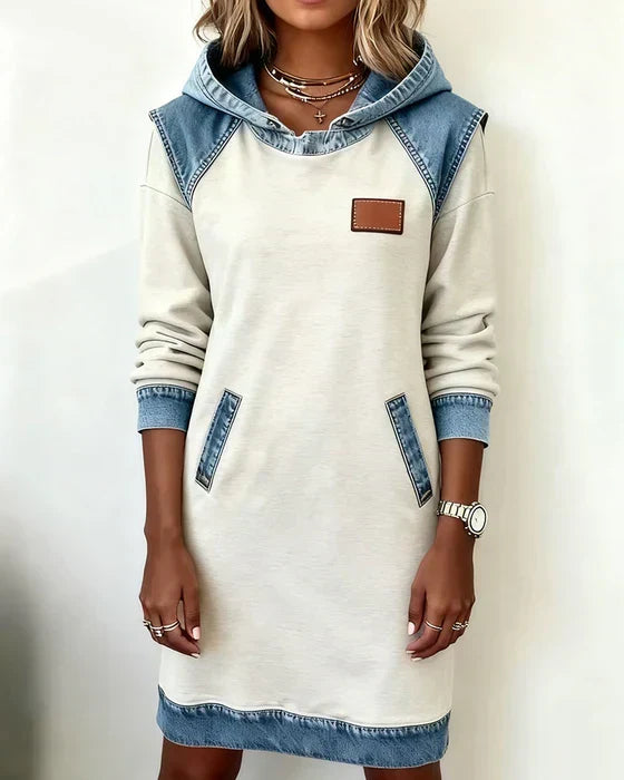 Alexa | Cozy Contrast Hooded Dress