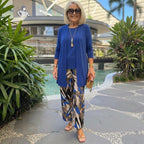 Stylish Blue Round Neck Three Piece Set