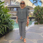 Grey Round Neck Two Piece Set