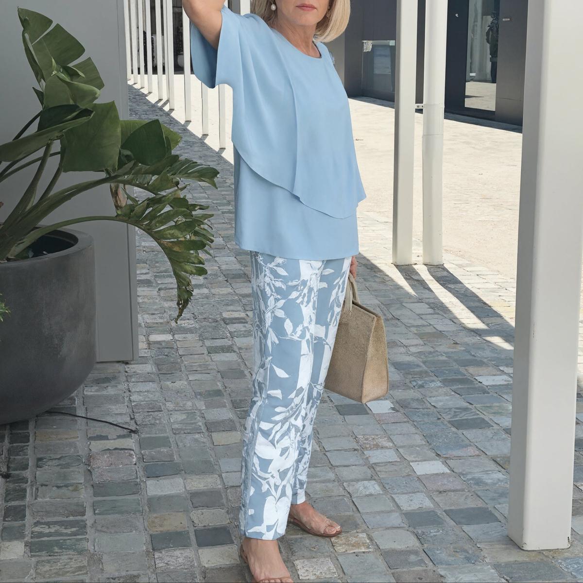 Blue 3/4 Sleeve Two Piece Set