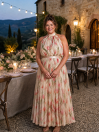 Aurelle | Halter Neck Floral Midi Dress