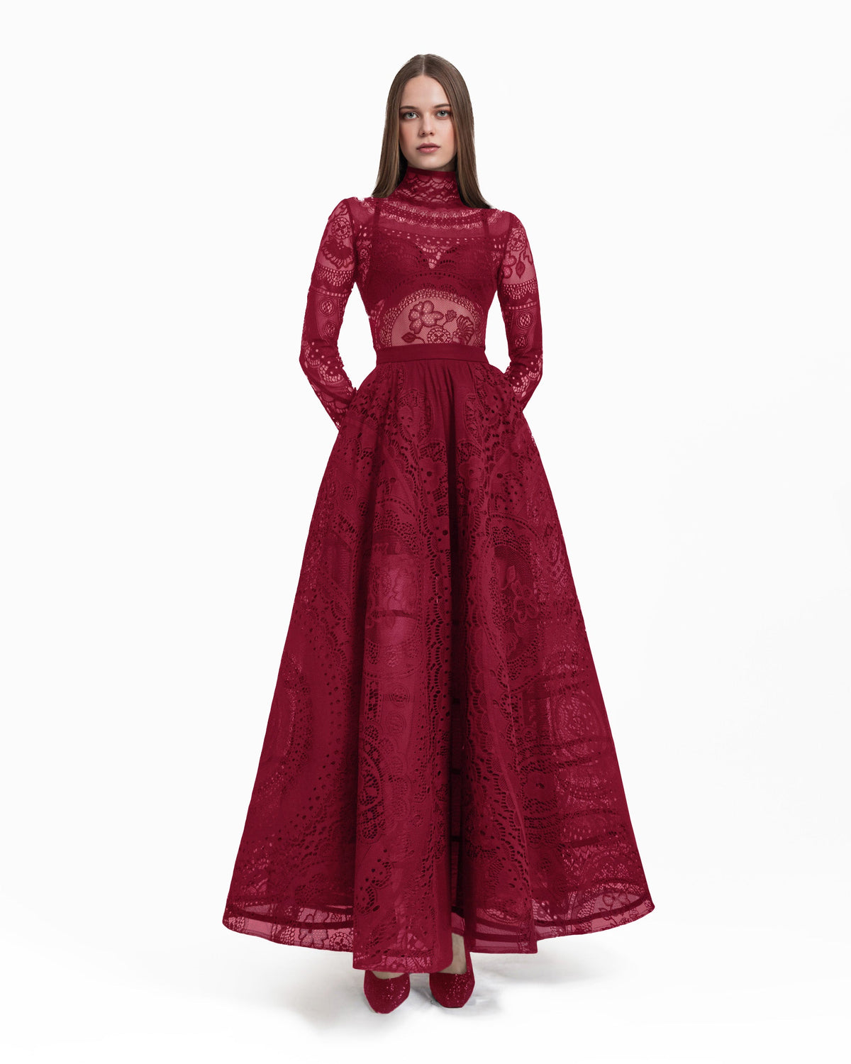Red Lace Top and Skirt Set