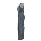 Stella | Cinched Waist Wide Leg Denim Jumpsuit