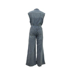 Stella | Cinched Waist Wide Leg Denim Jumpsuit
