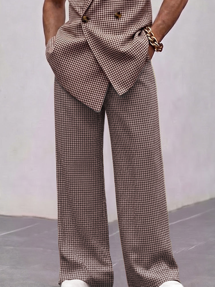 Vintage Smart Casual Plaid Matching Set