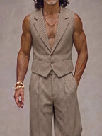 Modern Plaid Suit Vest and Pants Set