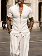 Modern Minimalist Short Sleeve Shirt Pants Set