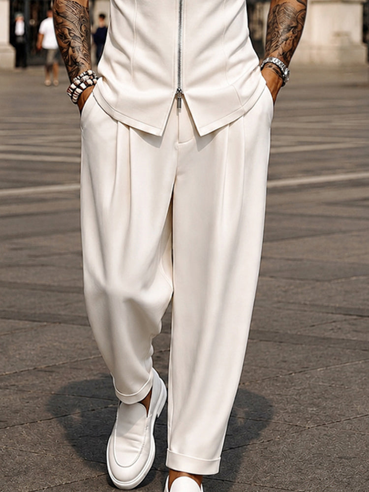 Modern Minimalist Short Sleeve Shirt Pants Set
