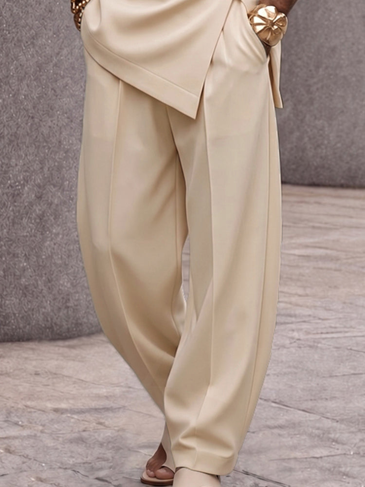Refined Button Design Sleeveless Top and Pants Set