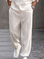 Minimalist Urban 100% Cotton V-Neck Top Pants Set