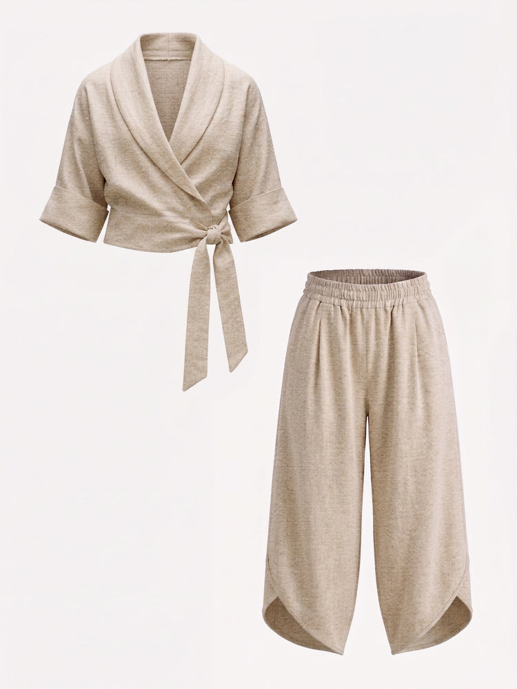 Urban Minimalist 100% Cotton Tie-Up Shirt Set