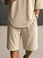 Casual Loose Fit Pinstripe Two Piece Set