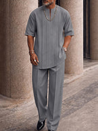 Smart Casual Pleated Front T-Shirt Pants Set