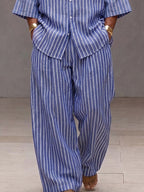 Chic Loose Fit Vertical Stripe Matching Set