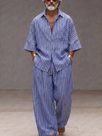 Chic Loose Fit Vertical Stripe Matching Set