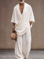 Effortless Loose Draped Cross-Front Longline Top Set
