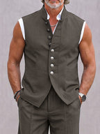 Modern Solid Color Suit Vest and Pants Set
