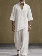 Minimalist 100% Cotton Side Slit Shirt and Pants Set