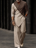 Stylish Colorblock Asymmetrical Hem Matching Set