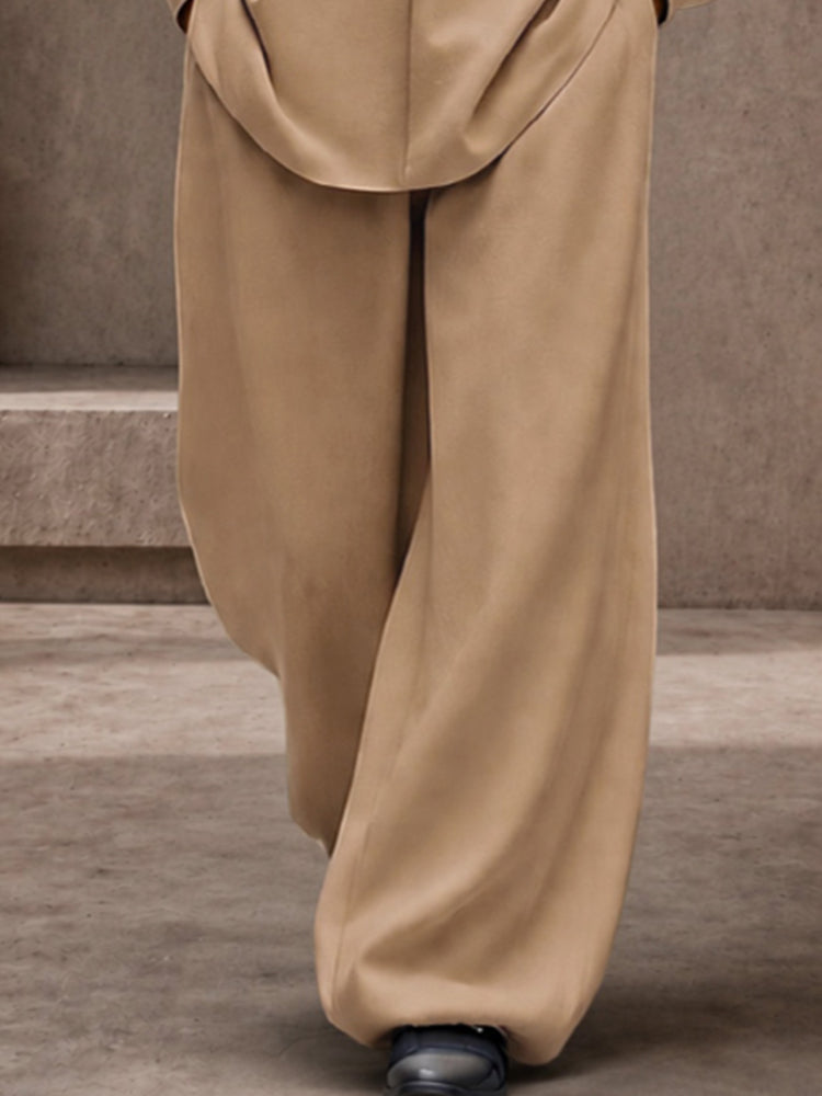 Casual Loose Button Accents Sleeve Shirt Pants Set