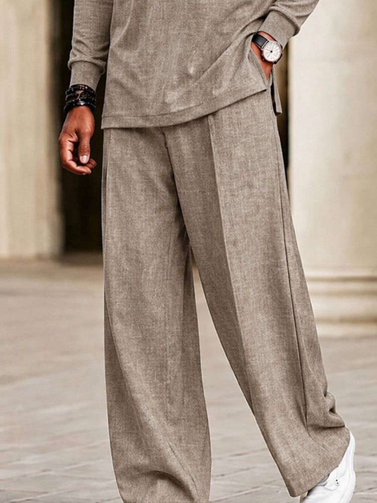 Casual Comfort Side Slit Shirt and Pants Set