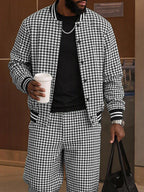 Classic Striped Trim Jacket Pants Set