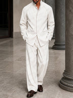 Smart Casual Hidden Placket Jacket Pants Set