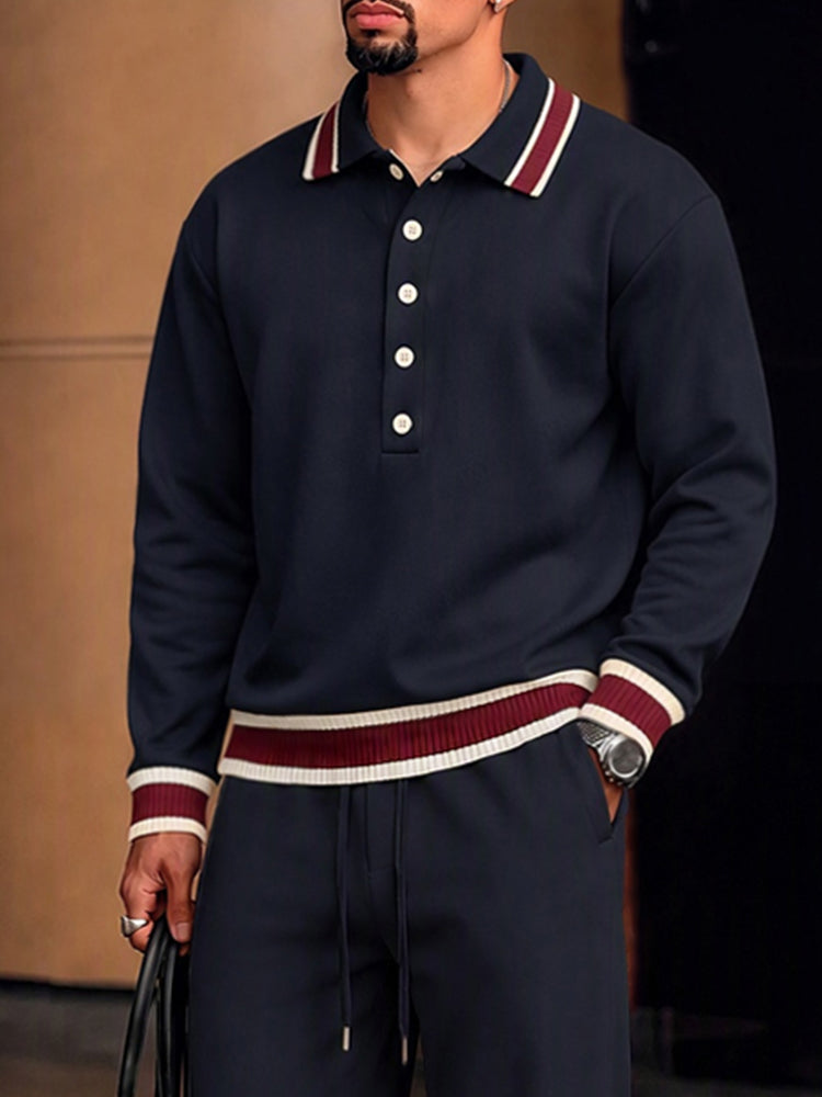 Elevated Casual Contrast Trim Matching Set