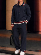 Elevated Casual Contrast Trim Matching Set