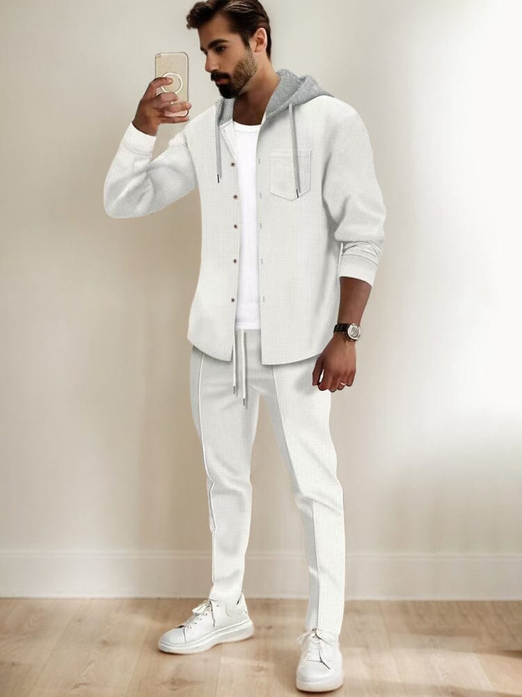 Athleisure Waffle Hooded Jacket Set