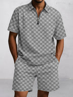 Timeless Checkered Shirt Shorts Set