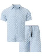 Men's Bubble Jacquard 2-Piece Shirt & Shorts Set