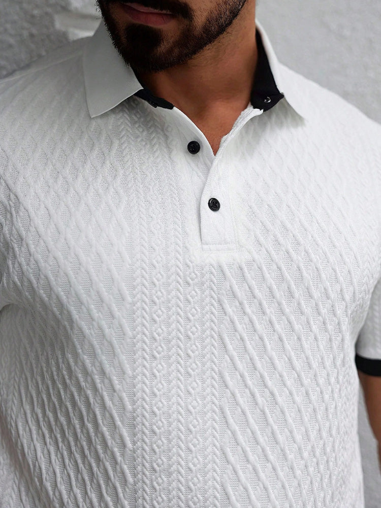 Contrast Trim Cool-Touch Cotton Knit Short Sleeve