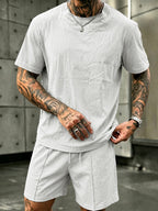Washed Cotton 2-Piece T-Shirt & Shorts Set