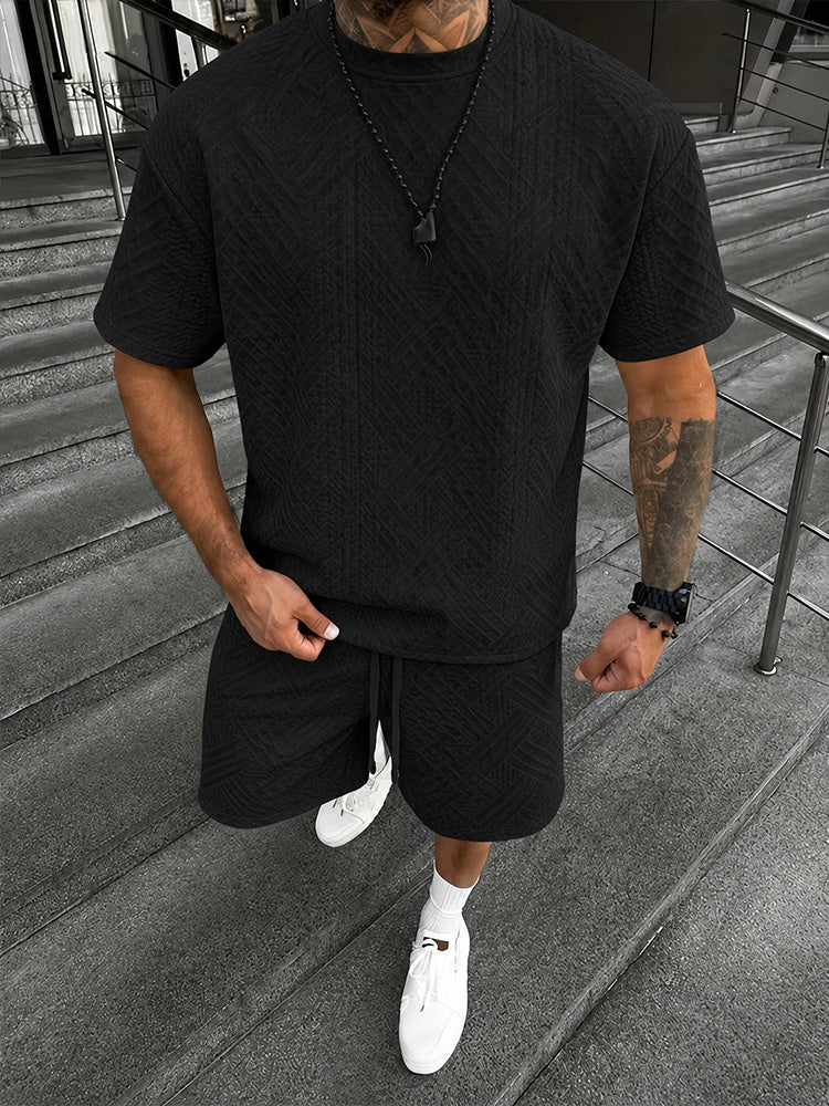 Drawstring Shorts Geometric Casual Outfit