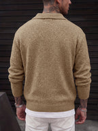 Lapel Polo Pullover Sweater Loose Fit