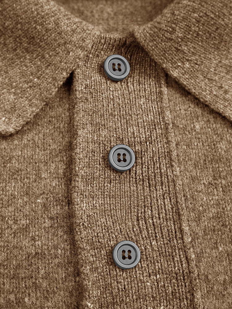 Lapel Polo Pullover Sweater Loose Fit