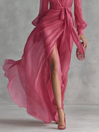 Beatrice | Elegant Chiffon V-neck Tie-waist Long Dress