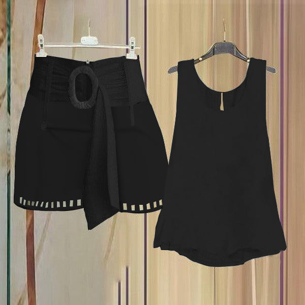 Fresh Sleeveless Green Two Piece Set