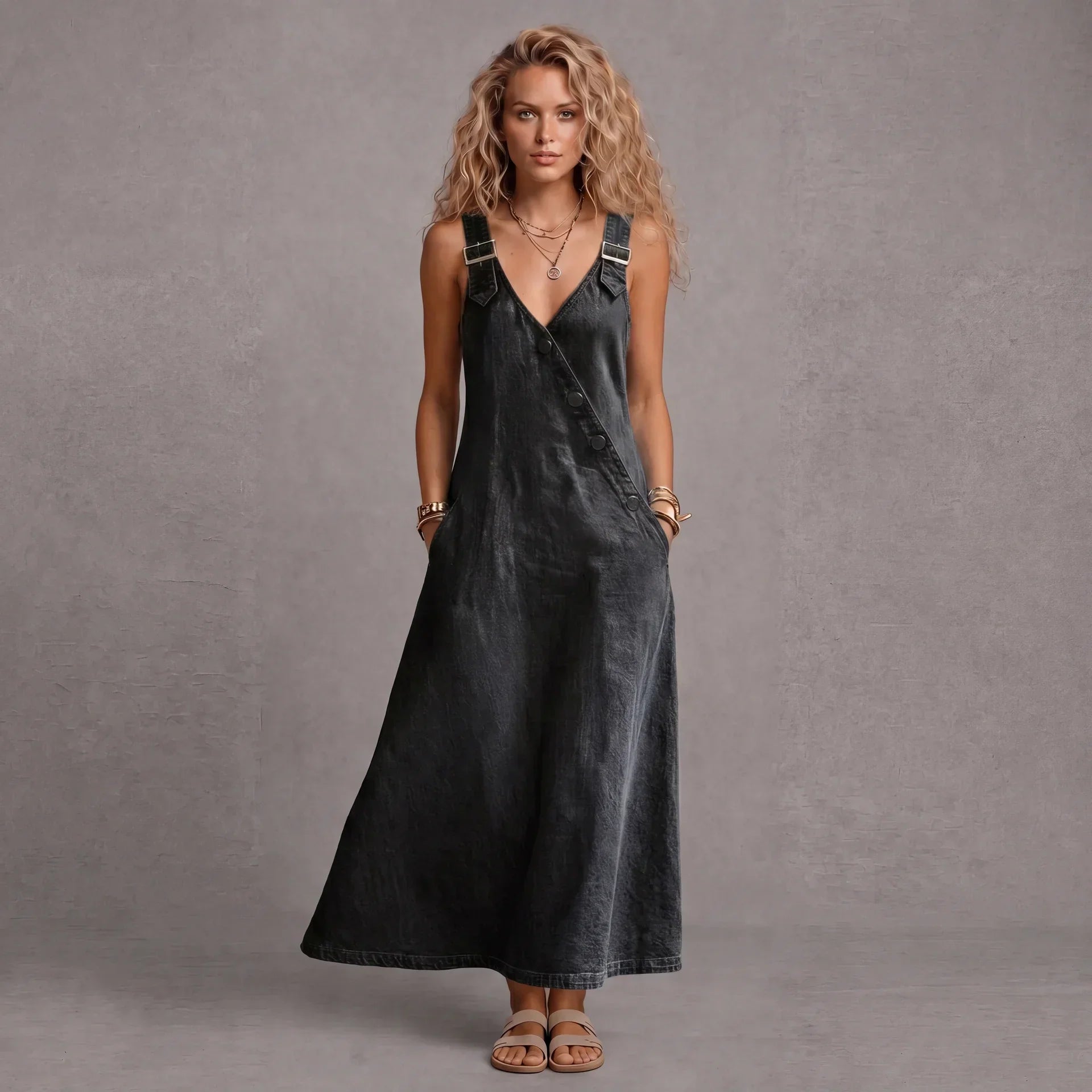 Lena | Stylish Denim Dress With Pockets
