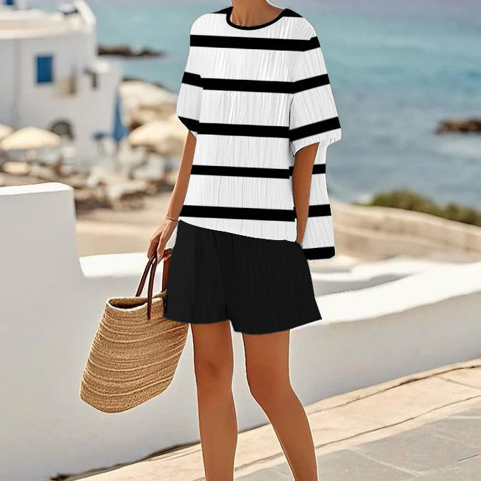 Comfy Round Neck Short Sleeve Two Piece Set