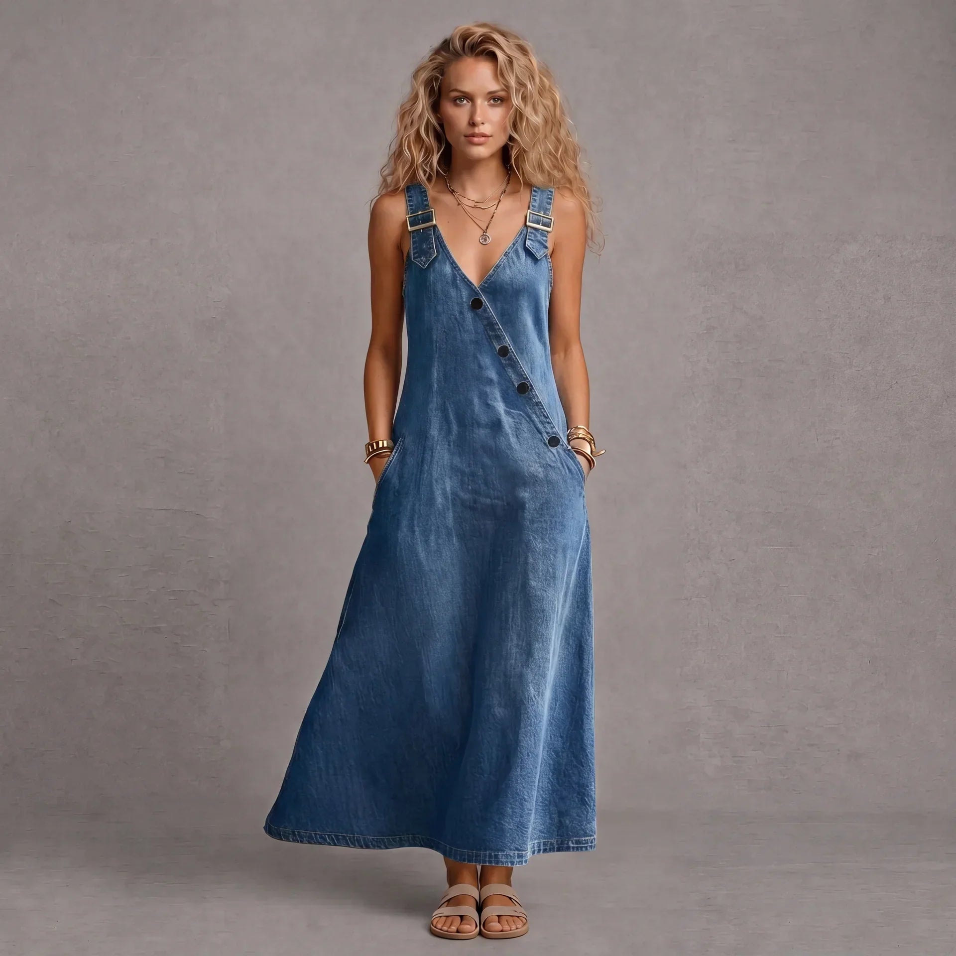 Lena | Stylish Denim Dress With Pockets